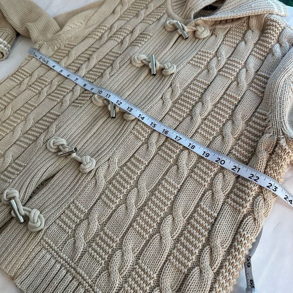 Talbots Tan Chunky Cable Knit Coatigan Cardigan Womens 1X NWT Toggle Closure‎ - Picture 7 of 9